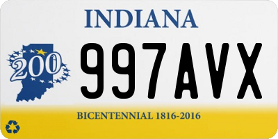 IN license plate 997AVX