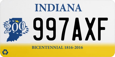 IN license plate 997AXF