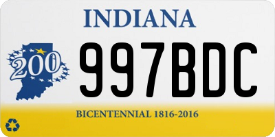 IN license plate 997BDC