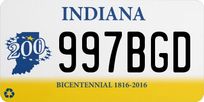 IN license plate 997BGD