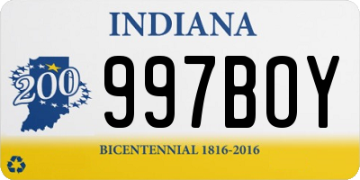 IN license plate 997BOY