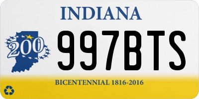 IN license plate 997BTS