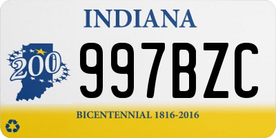 IN license plate 997BZC