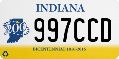 IN license plate 997CCD