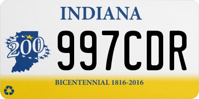 IN license plate 997CDR