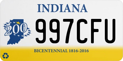 IN license plate 997CFU