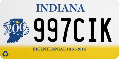 IN license plate 997CIK