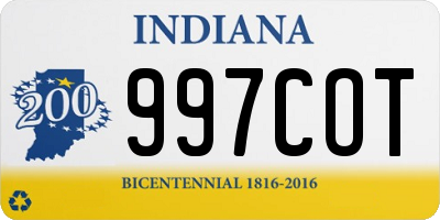 IN license plate 997COT