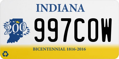 IN license plate 997COW