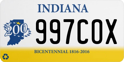 IN license plate 997COX