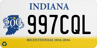 IN license plate 997CQL