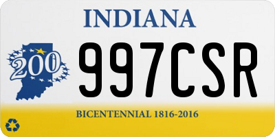 IN license plate 997CSR