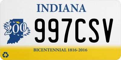 IN license plate 997CSV