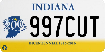 IN license plate 997CUT