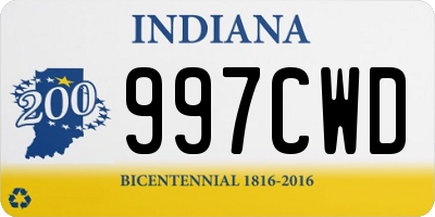 IN license plate 997CWD