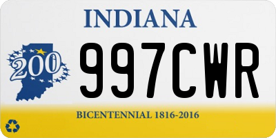 IN license plate 997CWR