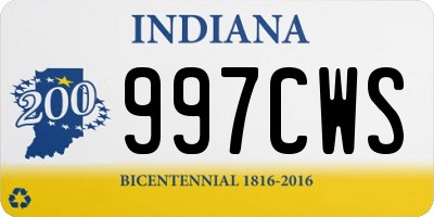 IN license plate 997CWS