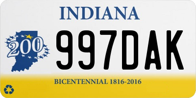 IN license plate 997DAK