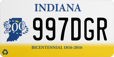 IN license plate 997DGR