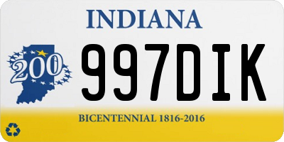 IN license plate 997DIK