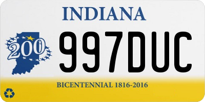 IN license plate 997DUC