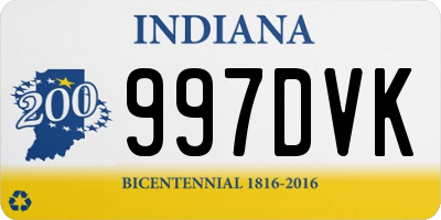 IN license plate 997DVK