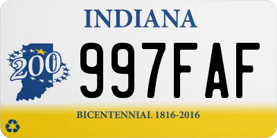 IN license plate 997FAF