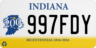 IN license plate 997FDY