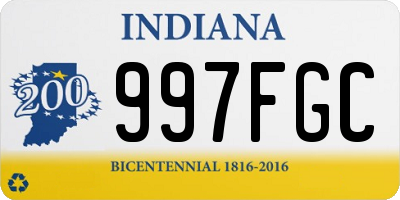 IN license plate 997FGC