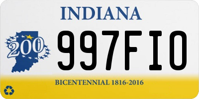 IN license plate 997FIO