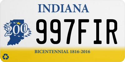 IN license plate 997FIR