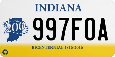 IN license plate 997FOA