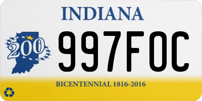 IN license plate 997FOC