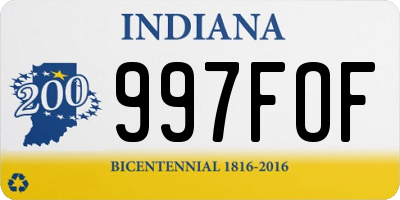 IN license plate 997FOF