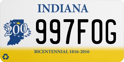 IN license plate 997FOG