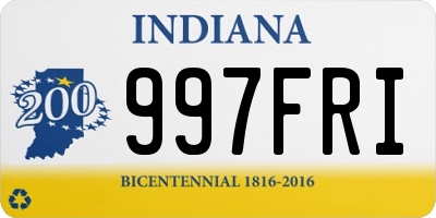 IN license plate 997FRI