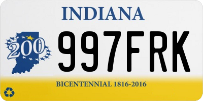 IN license plate 997FRK