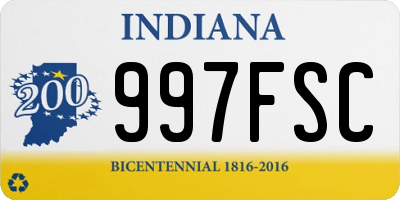 IN license plate 997FSC