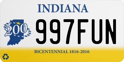 IN license plate 997FUN