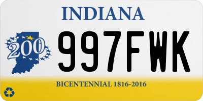 IN license plate 997FWK