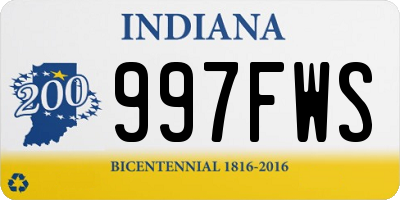 IN license plate 997FWS