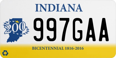 IN license plate 997GAA