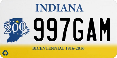 IN license plate 997GAM