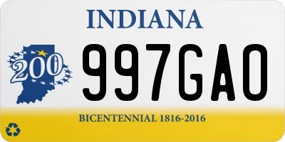 IN license plate 997GAO