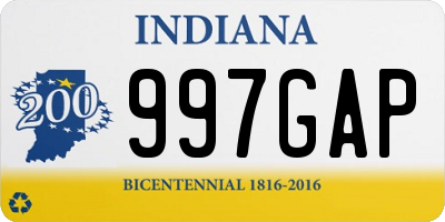 IN license plate 997GAP