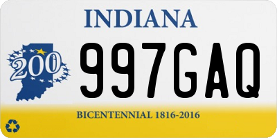 IN license plate 997GAQ