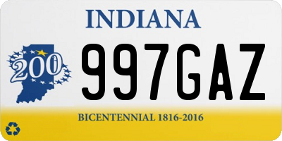 IN license plate 997GAZ