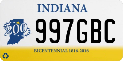 IN license plate 997GBC