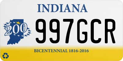 IN license plate 997GCR