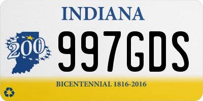 IN license plate 997GDS